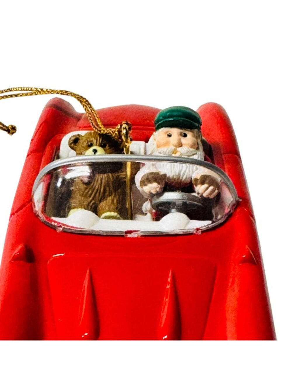 Lot 2 Red Corvette Car Christmas Ornaments Santa Classic Convertible Decor - Picture 7 of 8